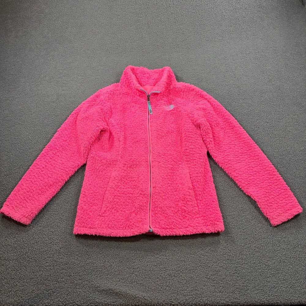 The North Face Fleece Jacket Girls L Pink Osito Full Zip High Pile Fuzzy Soft
